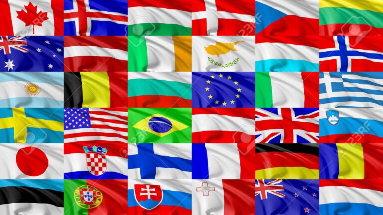 De qué país es cada bandera del mundo y su significado 2 banderas del mundo ondeando en el viento