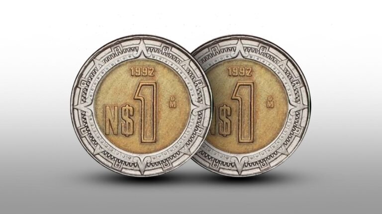 monedas de un peso en un mercado