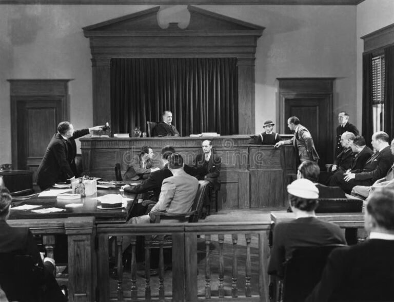 personas en una sala de tribunal